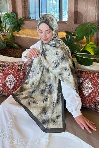 Anatolian Black Cotton Fabric Flowering Printed Shawl