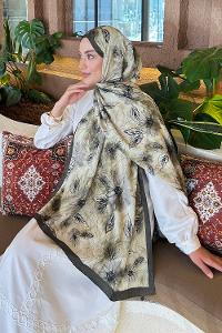 Anatolian Black Cotton Fabric Flowering Printed Shawl