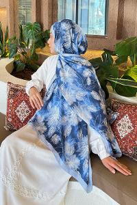 Lamelif Sarmaşık Desen Bambu Şal Bebe Mavisi