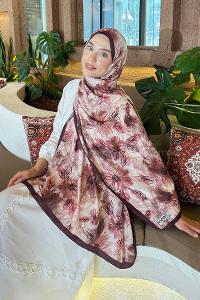 Beige Cotton Fabric Flowering Printed Shawl