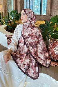 Beige Cotton Fabric Flowering Printed Shawl
