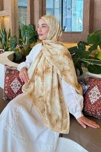 Yellow Cotton Fabric Flowering Printed Shawl