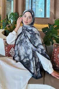 Black Cotton Fabric Flowering Printed Shawl