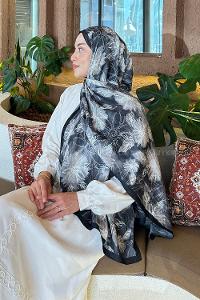 Black Cotton Fabric Flowering Printed Shawl
