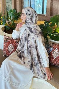 Lamelif Sarmaşık Desen Bambu Şal Vizonrengi