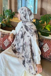 Lamelif Sarmaşık Desen Bambu Şal Vizonrengi