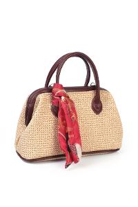 Lamelif Kadın Hasır Şal Detaylı Çapraz Askılı El Ve Omuz Çantası Bordo