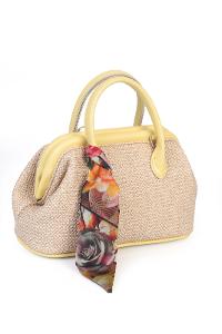 Lamelif Kadın Hasır Şal Detaylı Çapraz Askılı El Ve Omuz Çantası Sarı