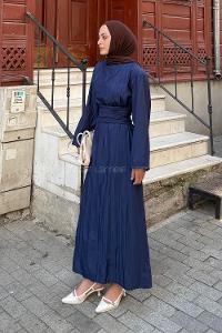 Lamelif Krinkıl Elbise Lacivert