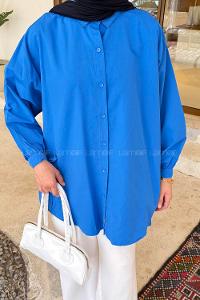 Saxe Shirt Collar Long Arm Cotton Shirt