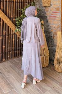 Lamelif Modal Etek - Bluz İkili Takım Gri