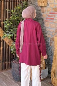 Lamelif Oversize Gömlek Bordo