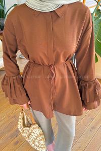 Bitter Brown Shirt Collar Long Arm Cotton Shirt