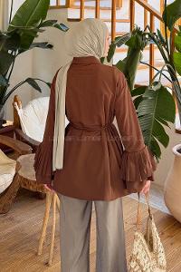 Bitter Brown Shirt Collar Long Arm Cotton Shirt