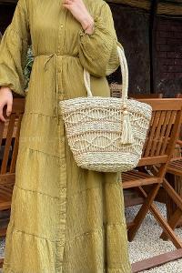 Cream Buckle Skin Hand Bag Bag