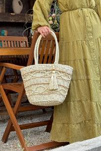 Cream Buckle Skin Hand Bag Bag