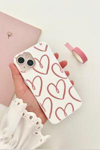 Lamelif  ıPhone 13-14 Kalp Baskılı Telefon Kılıfı