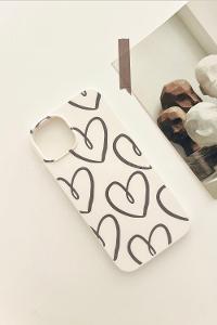 Lamelif  ıPhone 13-14 Kalp Baskılı Telefon Kılıfı