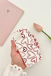 Lamelif  ıPhone 13-14 Kalpli Baskılı Telefon Kılıfı