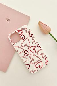 Lamelif  ıPhone 13-14 Kalpli Baskılı Telefon Kılıfı