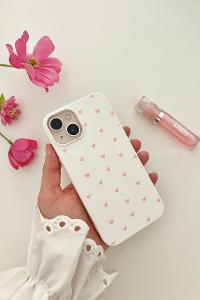 Lamelif  ıPhone 13-14 Minik Kalp Baskılı Telefon Kılıfı