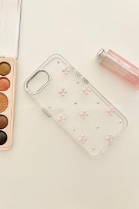 Lamelif ıPhone 16 E Şeffaf Pembe Kurdale Kabartmalı Telefon Kılıfı