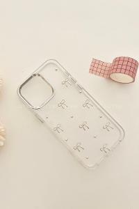 Lamelif ıPhone 16 Pro Şeffaf Fiyonk Kabartmalı Telefon Kılıfı