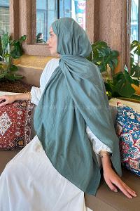 Lamelif Comfort Pamuk Şal Koyu Çağla Yeşili