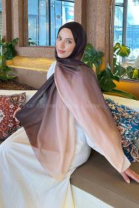 Lamelif Degrade Desen Soft Şal Acı Kahve Bej