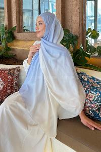 Lamelif Degrade Desen Soft Şal Bebe Mavisi