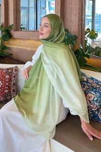 Lamelif Degrade Desen Soft Şal Fıstık Yeşili