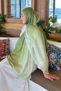 Lamelif Degrade Desen Soft Şal Fıstık Yeşili