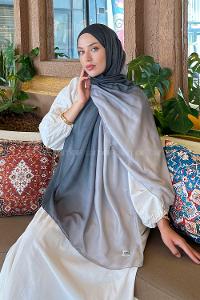 Lamelif Degrade Desen Soft Şal Füme Gümüş Gri