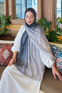 Lamelif Degrade Desen Soft Şal Füme Gümüş Gri