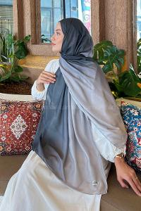 Lamelif Degrade Desen Soft Şal Füme Gümüş Gri