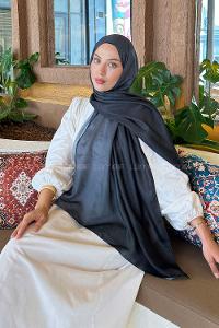 Lamelif Degrade Desen Soft Şal Siyah Antrasit