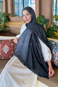 Lamelif Degrade Desen Soft Şal Siyah Antrasit