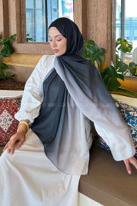 Black White Cotton Striped Shawl