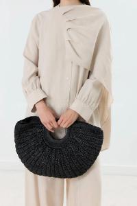 Black Buckle Skin Hand Bag Bag