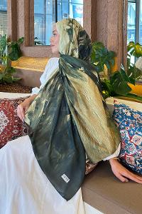 Lamelif Sulu Boya Desen Soft Şal Haki