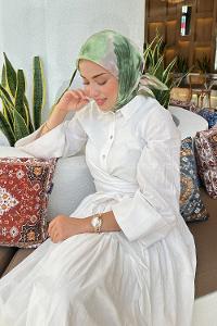 Lamelif Batik Çiçek Desen Soft Eşarp Adaçayı