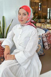 Lamelif Batik Çiçek Desen Soft Eşarp  Bordo