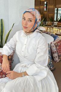 Lamelif Çiçek Desen Soft Eşarp Bej