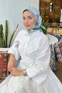 Lamelif Gül Desen Soft Eşarp Çağla Yeşili