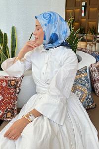 Lamelif Gül Desen Soft Eşarp Lacivet