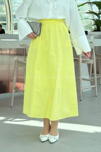 Lamelif Kloş Tesettür Etek Sarı