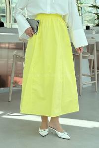 Lamelif Kloş Tesettür Etek Sarı