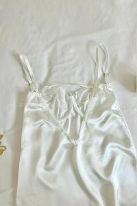 Lamelif Dantelli Saten Gecelik