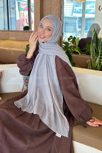 Lamelif Müslin Şal Açık Gri