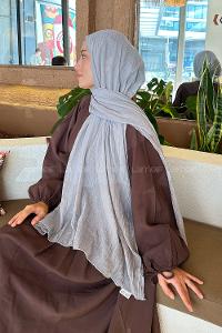 Lamelif Müslin Şal Açık Gri